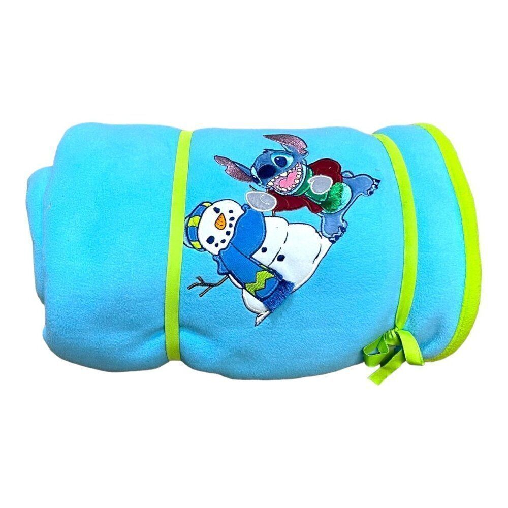 Disney Store Exclusive Lilo Stitch & Snowman Fleece Blanket 60"x50" NEW Gift